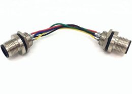 M84芯公轉公航空插座板端后鎖4芯公插座轉4芯公插座接50CM 24AWG線