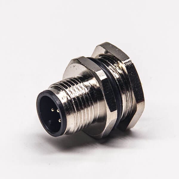 EB-400-2152 M12 5芯公頭前鎖板焊線插座 M12*1 防水直式A扣帶屏蔽