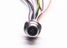 M12 12芯焊線插座A扣公頭帶屏蔽前鎖板M15*1 電線 AWG26 30CM