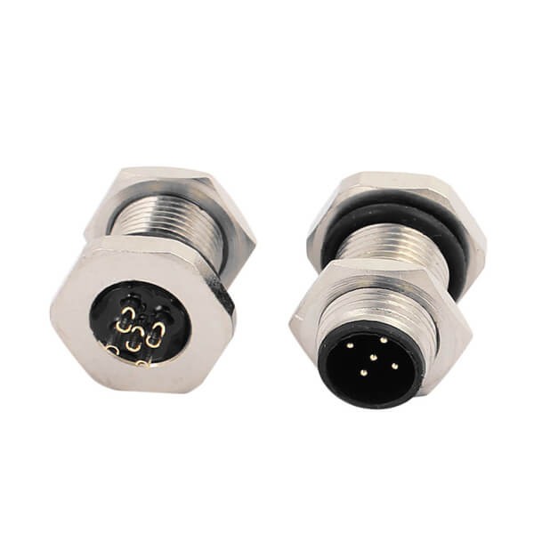 EB-400-2161 M12 5芯 B Code 公頭前鎖板M12*1 12MM 焊線插座 10PCS