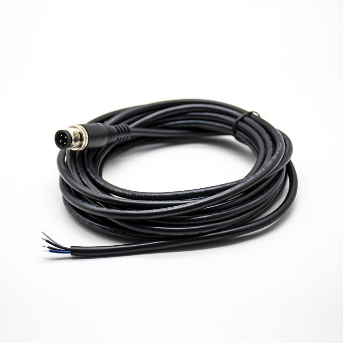 EB-400-2340 M12航空電纜A扣4芯公頭直式不帶屏蔽單邊注塑線5米