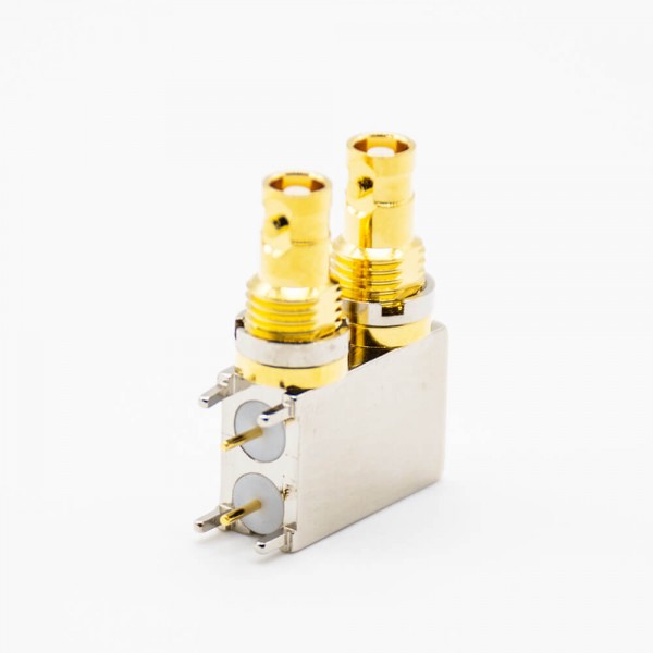 BNC插孔連接器母頭彎式PCB板安裝插孔雙端口卡口連接