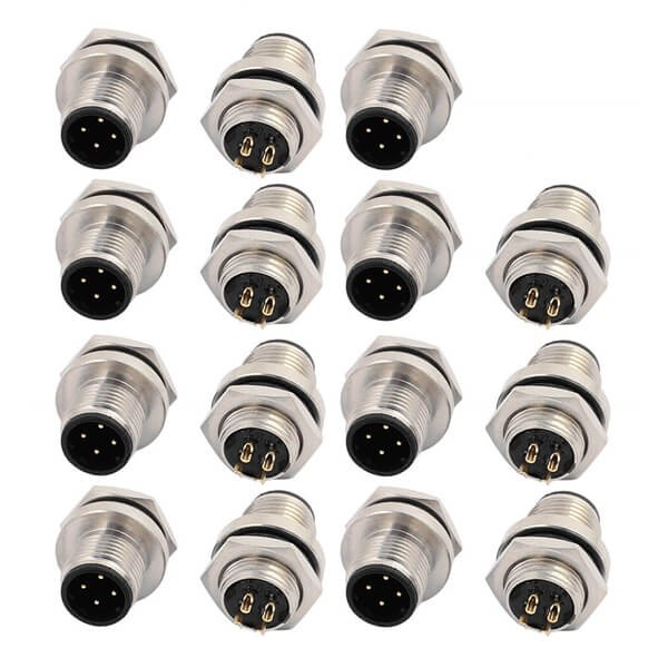 m12 4pin circular (3) 4芯 M12航空頭后鎖板焊線插座15PCS