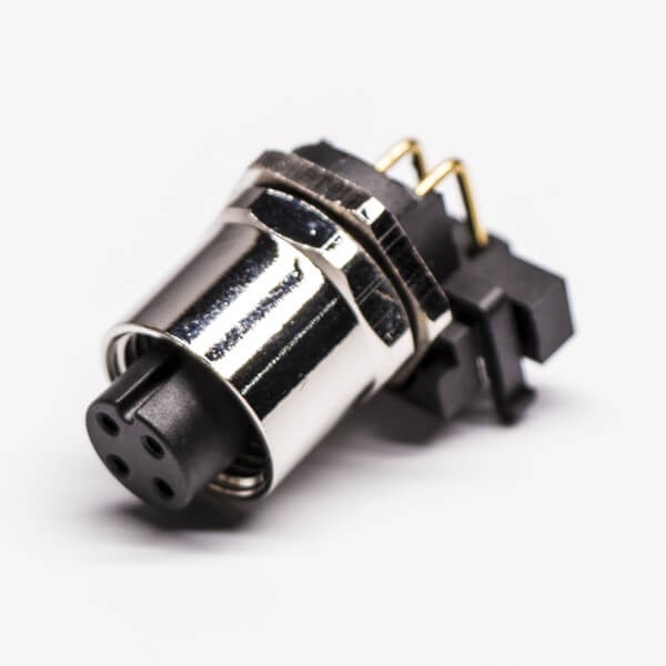 m12 pcb (4) 10pcs M12四芯接頭A型板端彎頭插板母座子防水傳感器