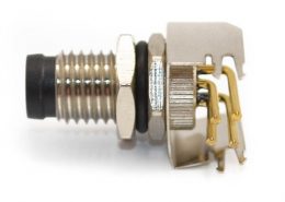 M8彎頭連接器PCB板端前鎖A型6芯防水公座傳感器