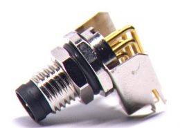 M8彎角PCB板端前鎖連接器A型6芯防水公座傳感器
