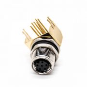 m8-connector-right-angle-6pin-female-a-code-pcb-mount-front-mount-with-gold-plated-bracket(3) M8傳感器連接器6芯插座A扣彎式母頭PCB板安裝前鎖板帶鍍金支架