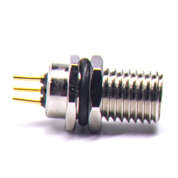 M8 連接器直頭板端前鎖長螺紋連接器A型3芯防水公插座傳感器