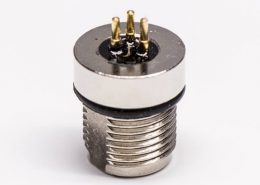 M8 3芯圓形插座A型PCB板端前鎖防水母插座