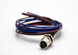 圓形連接器M8后鎖板3芯母頭防水直式焊線0.2米板端插座