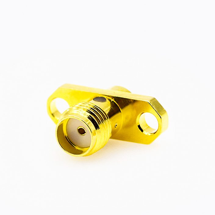 102(8) SMA 2孔法蘭連接器直式母頭PCB安裝焊板