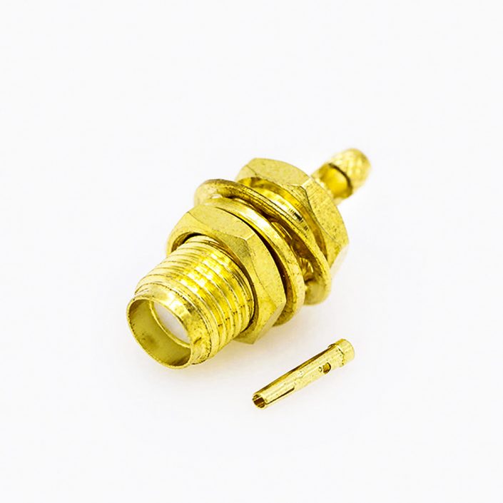 120(7) SMA射頻母頭前鎖穿墻直式面板安裝開(kāi)天窗壓接式用于RG174 / RG316