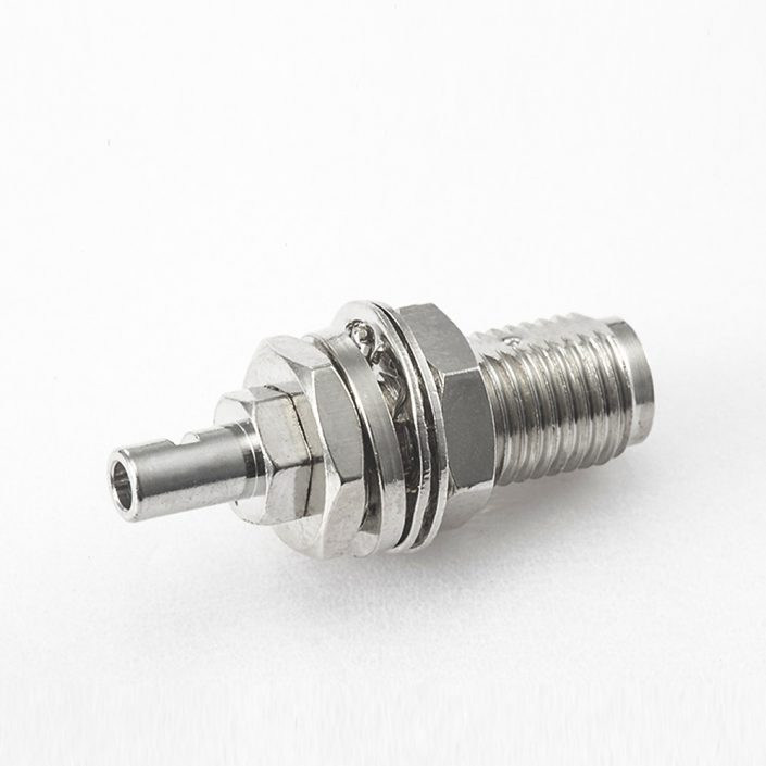 217(7) RG178 / 1.37mm / 1.45mm SMA連接器母頭直式前鎖穿墻鍍鎳壓接接線焊接