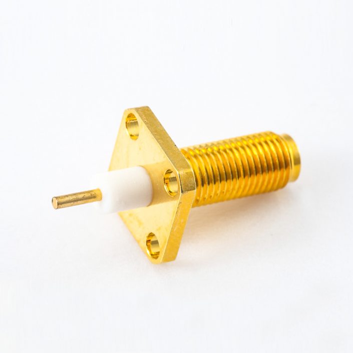 326(8) 4孔法蘭SMA連接器母頭直式PCB安裝焊板