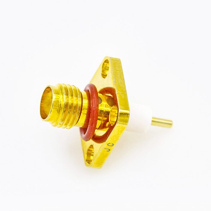 36(8) SMA連接器防水母頭直式4孔法蘭焊板用于PCB安裝