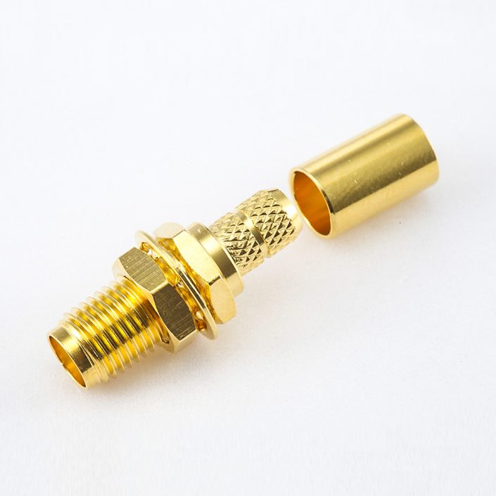 370(7) 用于RG58 / RG142 / SYV50-3SMA母頭接線連接器直式面板安裝前鎖穿墻壓接類型