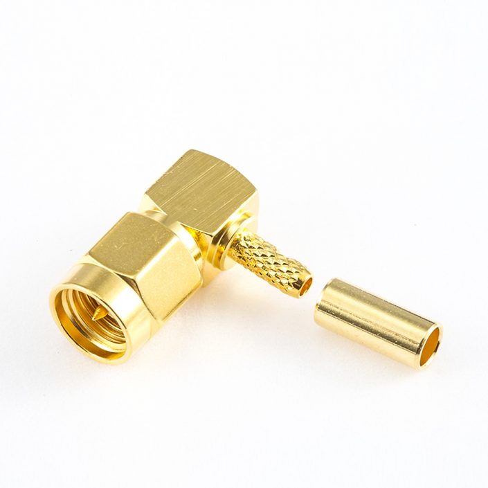 401(8) RG174 / RG316 / LMR100壓接型SMA公頭連接器彎式