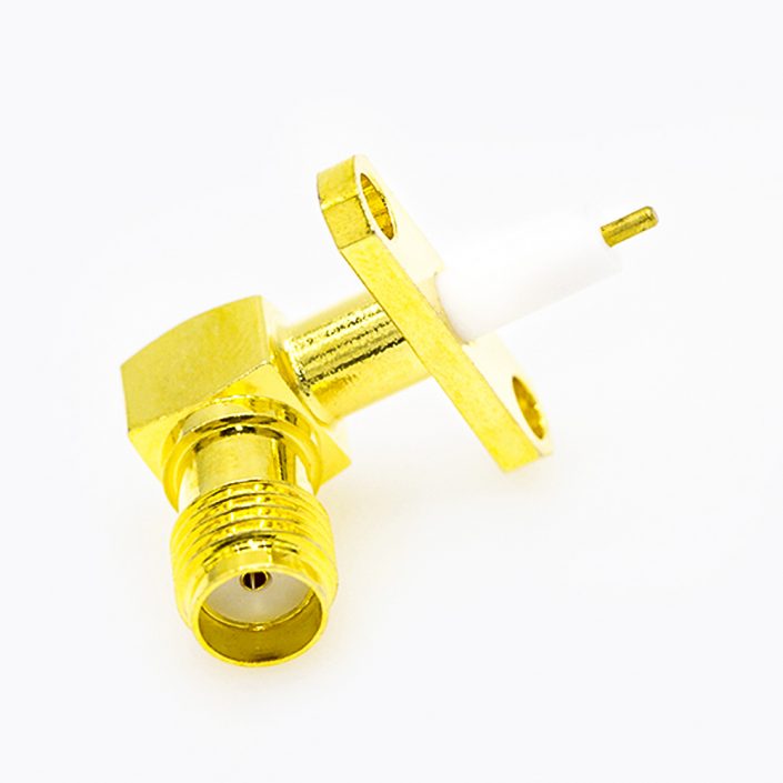 45(8) 面板安裝SMA連接器2孔法蘭母頭彎式焊板用于PCB安裝