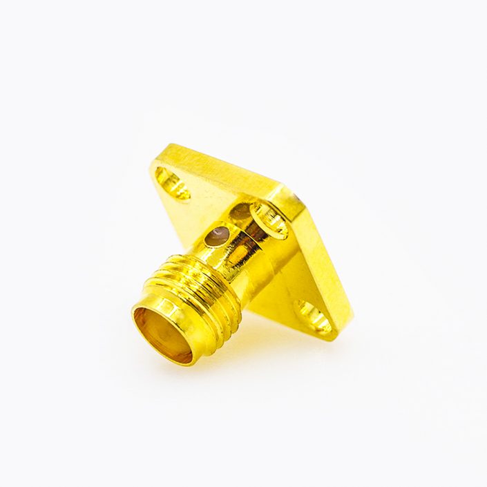 4(6) SMA連接器面板安裝座4孔法蘭母頭直式焊板用于PCB安裝