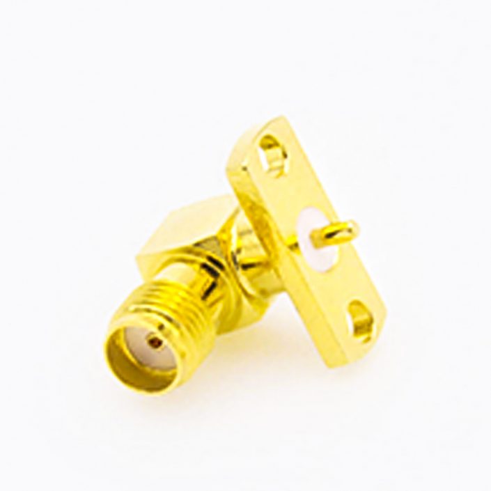 56(10) SMA面板安裝母頭彎式連接器2孔法蘭焊板用于PCB安裝