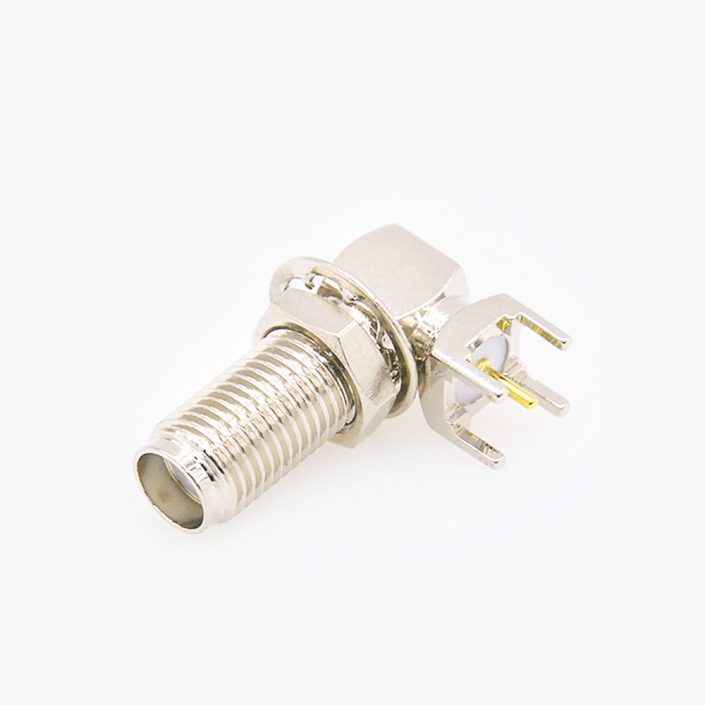 5(7) SMA母頭彎式連接器前鎖穿墻插孔用于PCB安裝