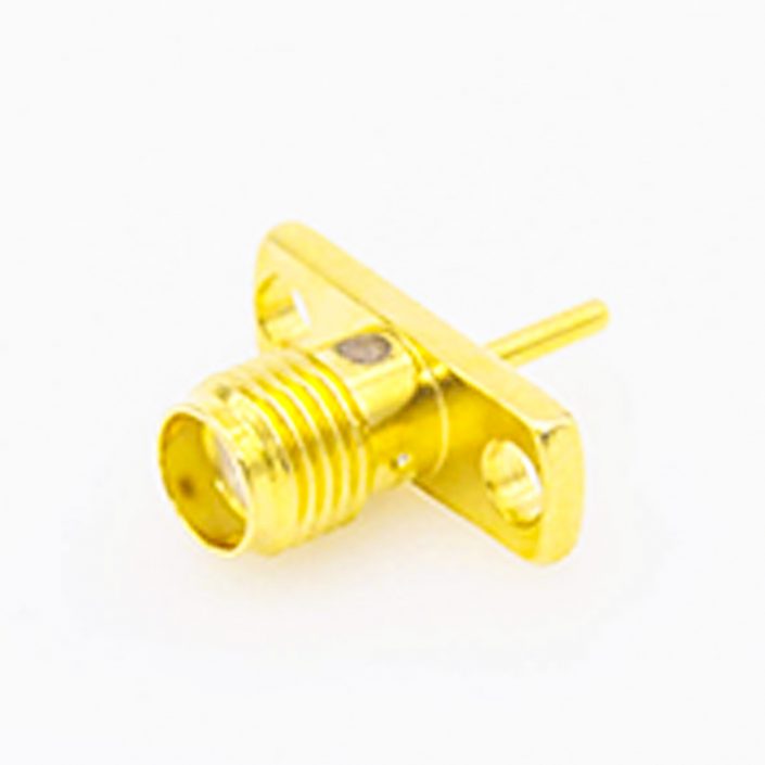 58(10) 面板安裝SMA連接器母頭直式2孔法蘭焊板用于PCB安裝