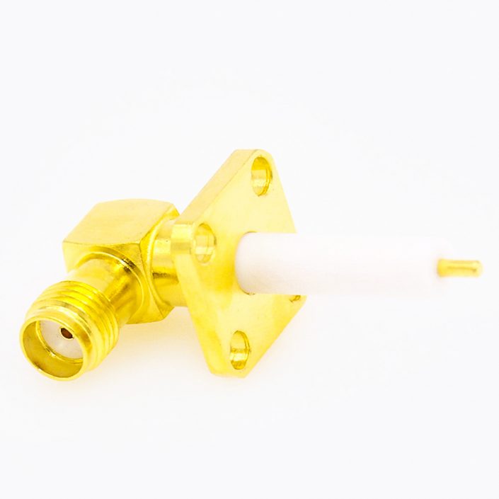 79(9) 彎式SMA連接器母頭4孔法蘭焊板用于PCB安裝