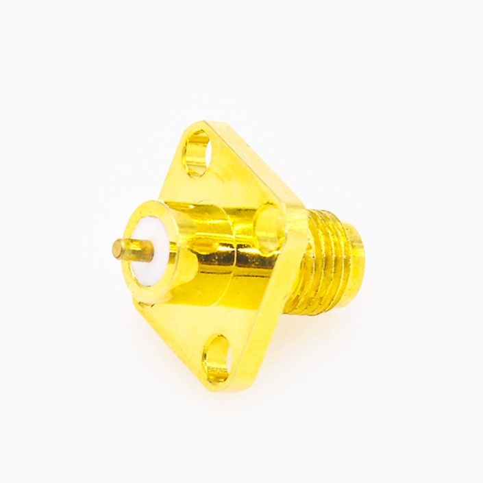 82(8) SMA 4孔法蘭連接器母頭直式PCB安裝焊板