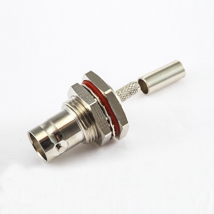 EB-001-0462 SYV75-2-2防水面板安裝前鎖穿墻75ΩBNC母頭直式連接器壓接