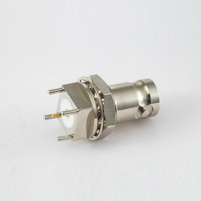 EB-001-0490 BNC連接器PCB安裝母頭180度前鎖穿墻插孔50Ω
