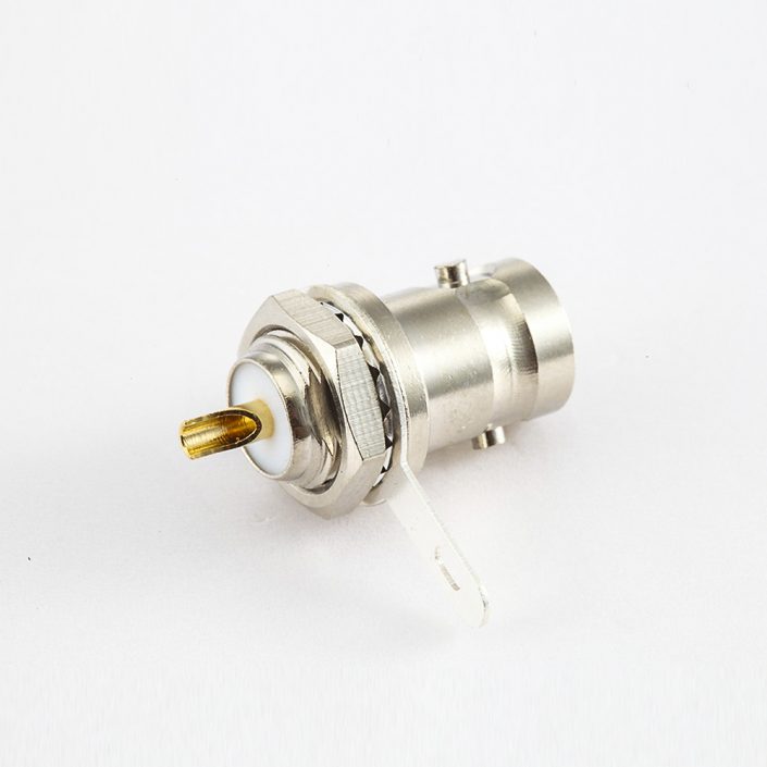 EB-001-0510 面板安裝后鎖穿墻BNC連接器母頭180度焊接50ohm接地