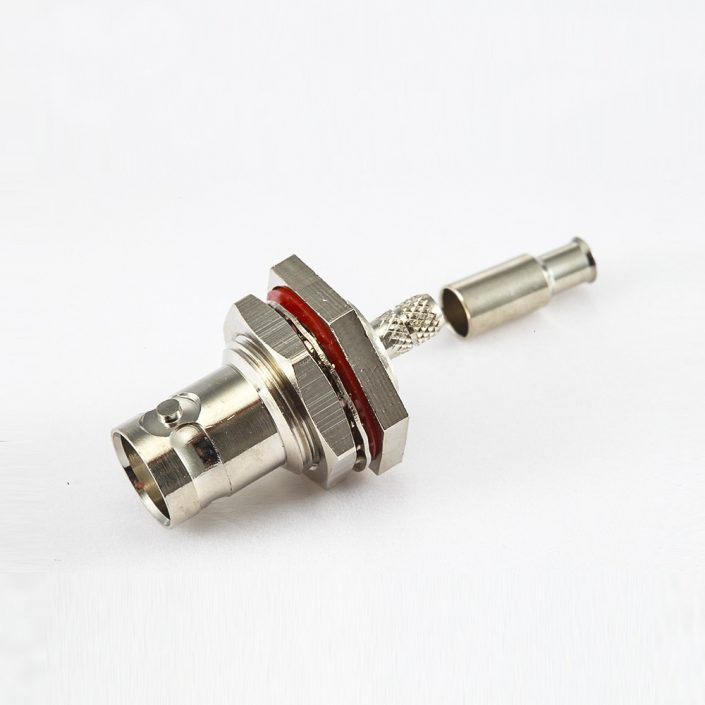 EB-001-0550 防水壓接RG174/RG316BNC母頭直式連接器面板安裝后鎖穿墻