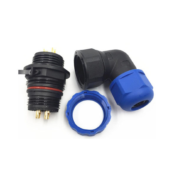 1 IP68防水航空插頭插座 2芯彎式連接器SP21鍍金30A