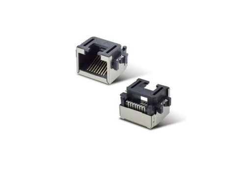 屏蔽RJ45模塊網(wǎng)口母座沉板網(wǎng)絡(luò)連接器不帶燈網(wǎng)線插座SMT帶屏蔽X2