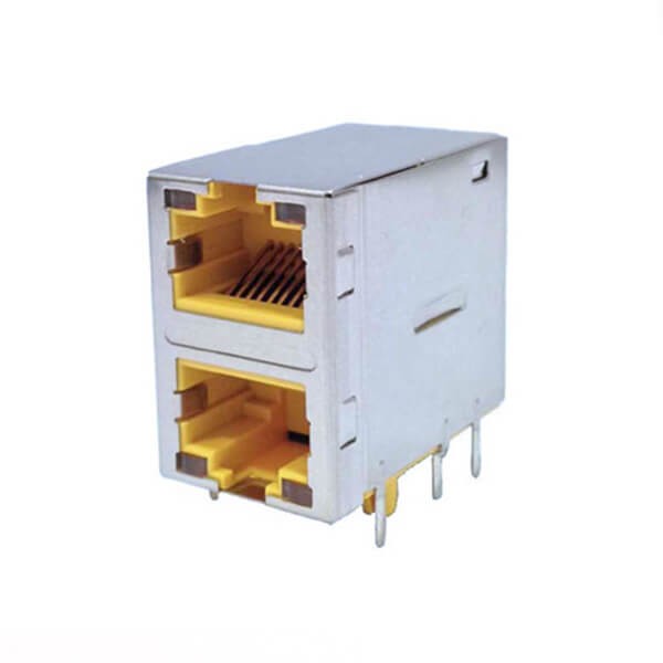 2XEB-500-7038_1 RJ45連接器母座雙口鍍鎳帶屏蔽帶燈