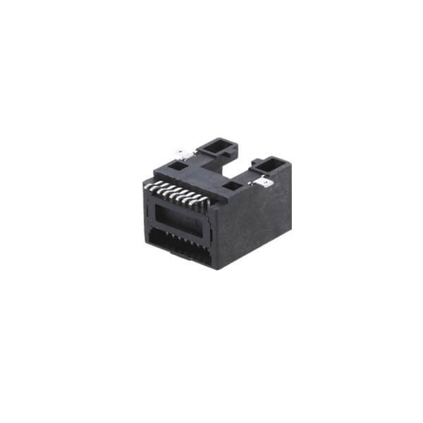 2XEB-500-7069_4 沉板RJ45插座黑色塑殼Cat5電子連接器8P8C不帶燈X2