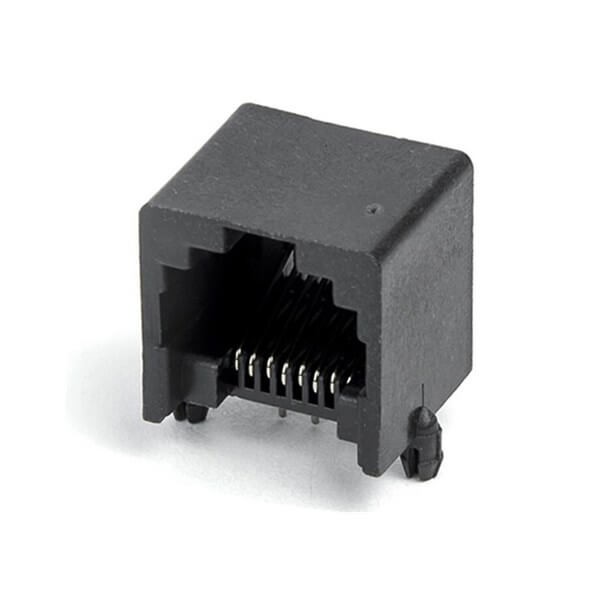 2XEB-500-7107_1 插件網絡接口RJ45PCB-8P8C無邊90度黑色通信接插件國標耐高溫網絡接口母座X2