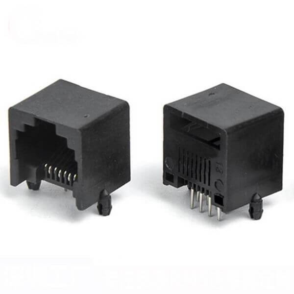 2XEB-500-7107_3 插件網絡接口RJ45PCB-8P8C無邊90度黑色通信接插件國標耐高溫網絡接口母座X2