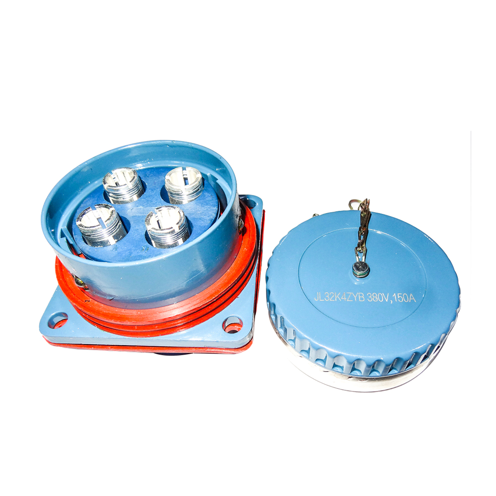 34-1 4芯圓形電連接器JL母插座直式面板安裝焊接帶防塵蓋卡扣連接接線牽引連接器