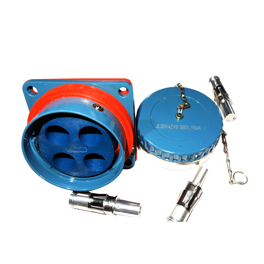 34-2 4芯圓形電連接器JL母插座直式面板安裝焊接帶防塵蓋卡扣連接接線牽引連接器