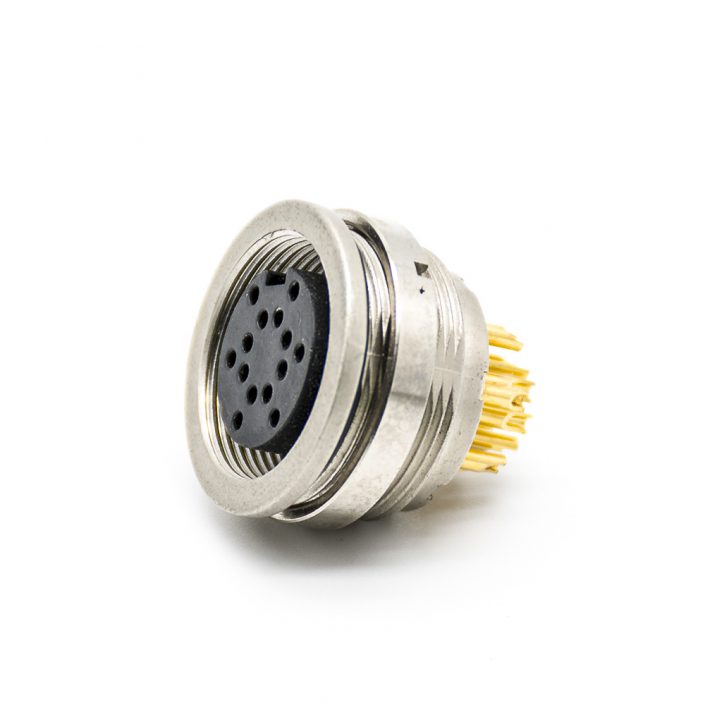 39 (3) 插座母頭14芯M16連接器直式接面板后鎖板帶屏蔽