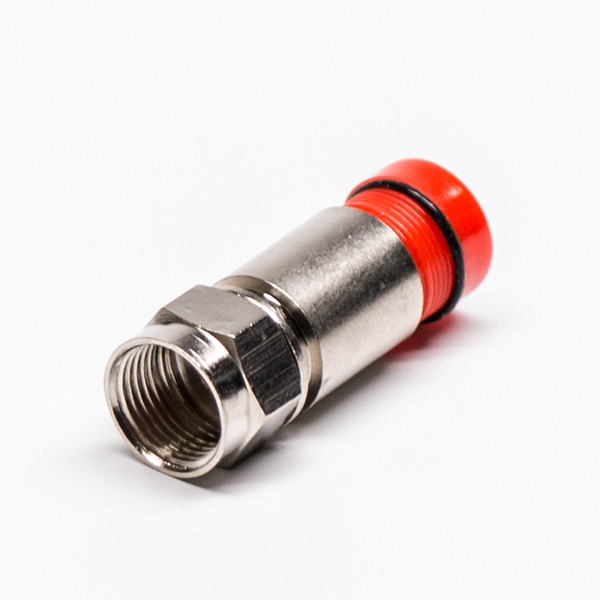 44-1 F型接頭紅色公頭直式同軸連接器壓縮接RG6