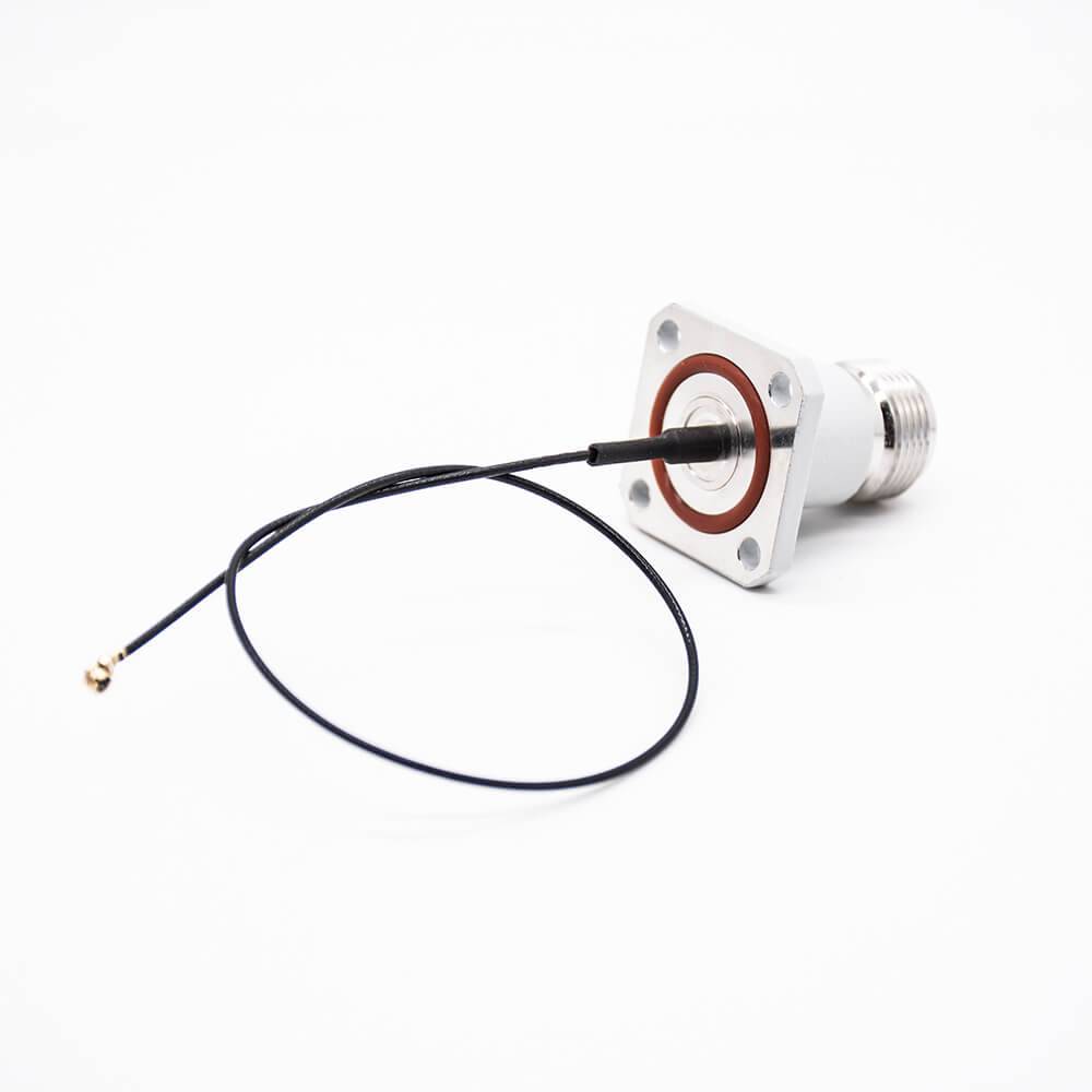 IPEX RF端子直式四孔法蘭N型母頭轉IPEX端子線材