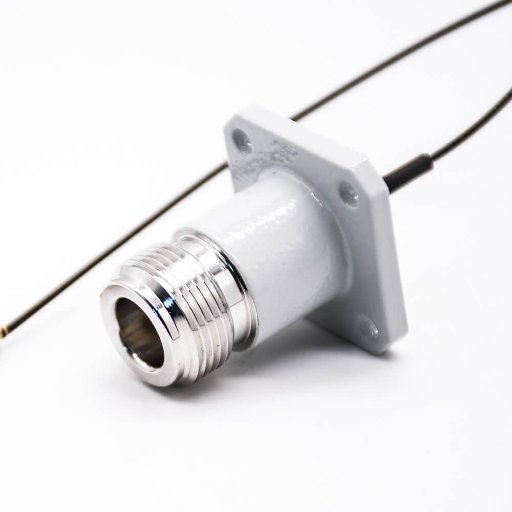 IPEX RF端子直式四孔法蘭N型母頭轉IPEX端子線材