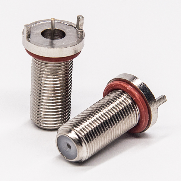 70-4 f型旋轉接頭直式母頭插板型接PCB板螺紋連接帶防水圈