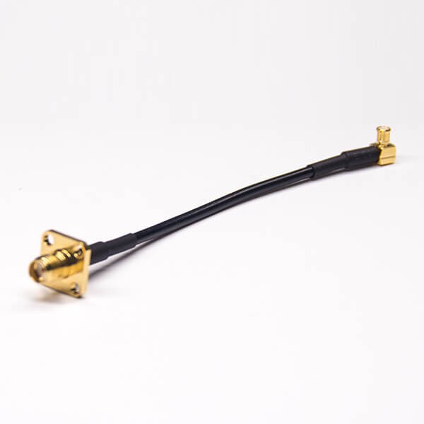 EB-101-0368 MCX接頭彎式公頭轉(zhuǎn)SMA直式母頭面板安裝RF線材接RG174線