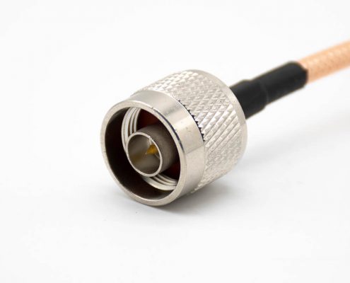 N TYPE公頭直轉N型母頭直四孔法蘭接RG142連接線材線長20cm