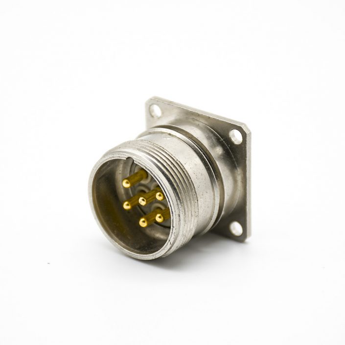 EB-400-4064 M23法蘭連接器6芯公插座直式4孔法蘭焊線連接器