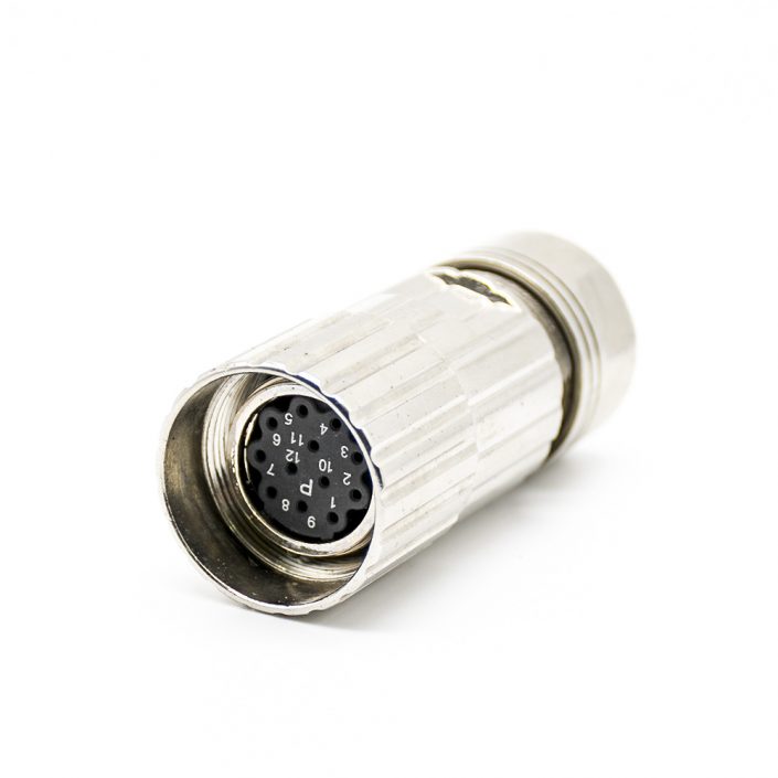 EB-400-4066 工業連接器母頭M23 12芯母插頭直式接線焊線帶屏蔽連接器