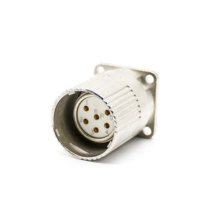 EB-400-4078 6芯插座M23母插座面板安裝四孔法蘭直式帶屏蔽